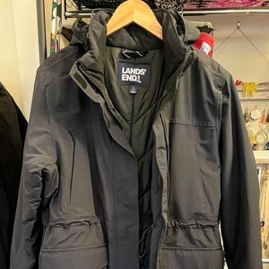Lands’ End Women’s Squall Waterproof Insulated Winter Stadium Coat with Hood